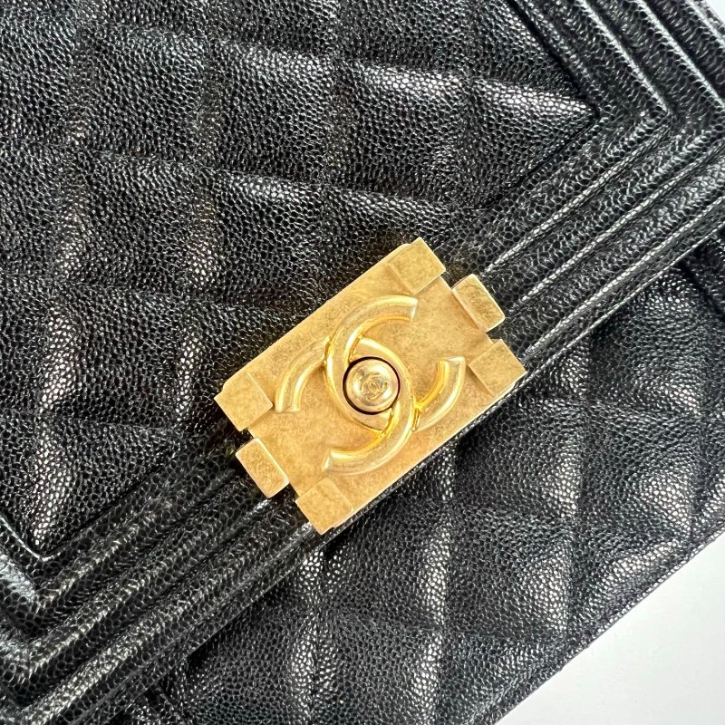 CHANEL BOY直立式金鍊包荔枝黑 AS0130/28開-7