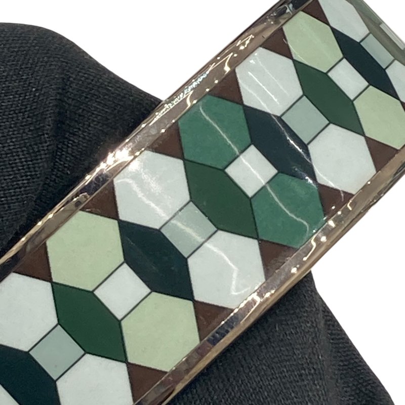 HERMES 愛馬仕 Emaille GM 琺瑯 合金 21cm 手鐲 綠色 銀釦-2