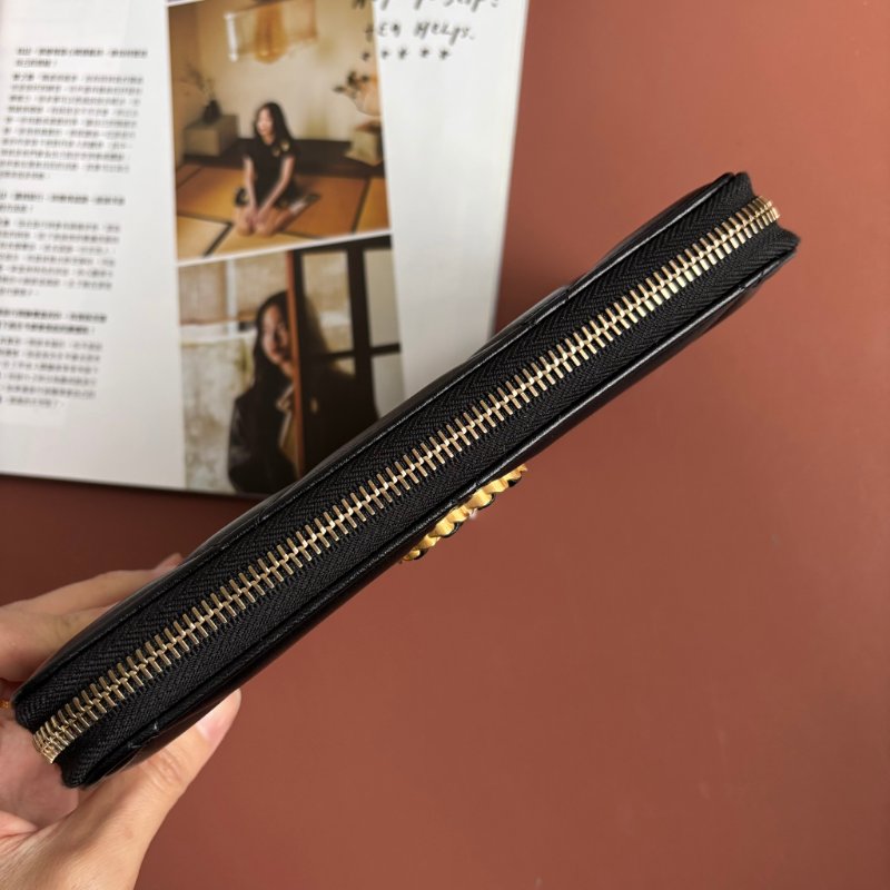 ::CHANEL:: 19系列經典金屬雙C 黑色菱格紋拉鍊長夾-7