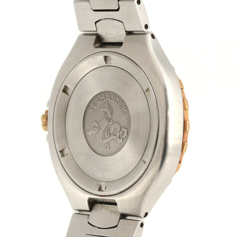 歐米茄海馬系列專業雙色不鏽鋼x黃金石英錶-4