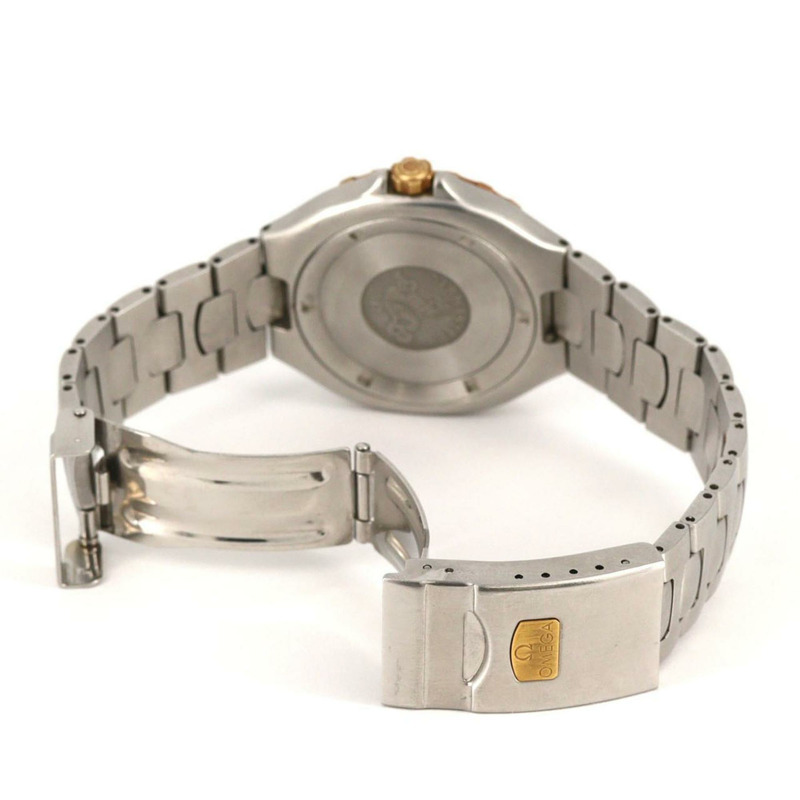 歐米茄海馬系列專業雙色不鏽鋼x黃金石英錶-5