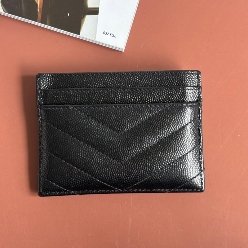 ::Saint Laurent:: YSL 聖羅蘭 銀字LOGO 黑荔枝山型紋卡片夾 卡夾 卡片套 CASSANDRE MATELASSÉ CARD HOLDER-1