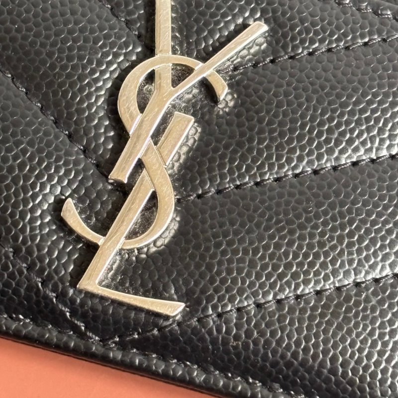 ::Saint Laurent:: YSL 聖羅蘭 銀字LOGO 黑荔枝山型紋卡片夾 卡夾 卡片套 CASSANDRE MATELASSÉ CARD HOLDER-2