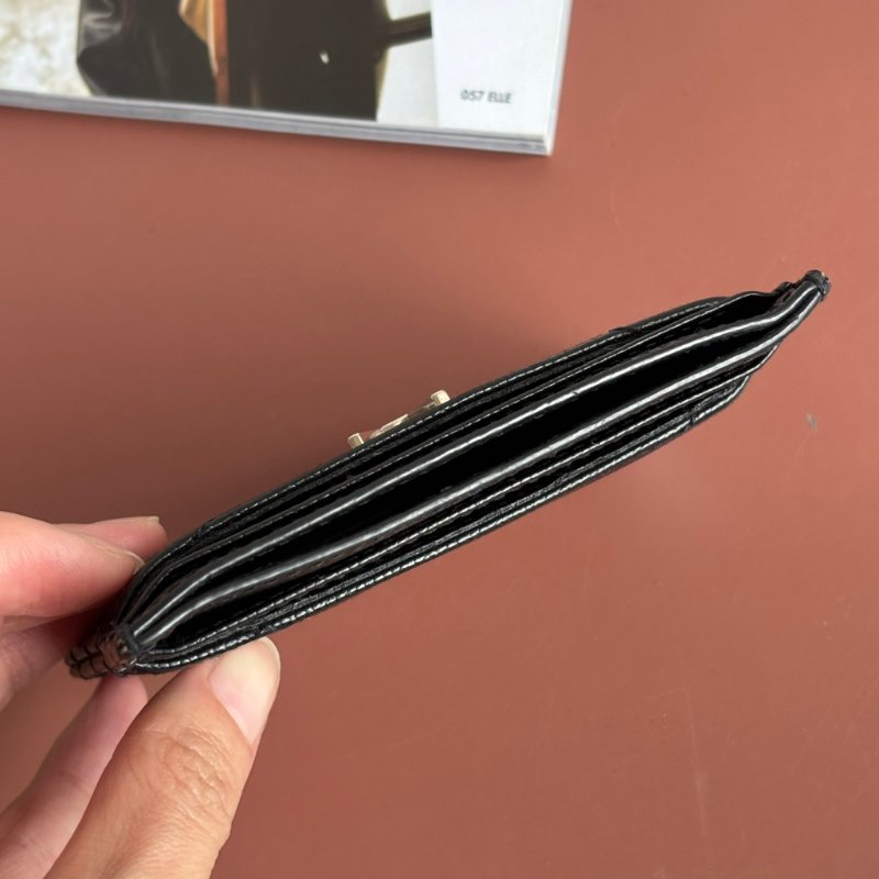 ::Saint Laurent:: YSL 聖羅蘭 銀字LOGO 黑荔枝山型紋卡片夾 卡夾 卡片套 CASSANDRE MATELASSÉ CARD HOLDER-4