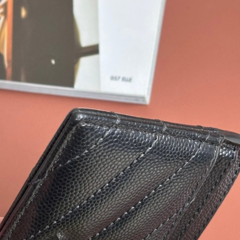 ::Saint Laurent:: YSL 聖羅蘭 銀字LOGO 黑荔枝山型紋卡片夾 卡夾 卡片套 CASSANDRE MATELASSÉ CARD HOLDER-7