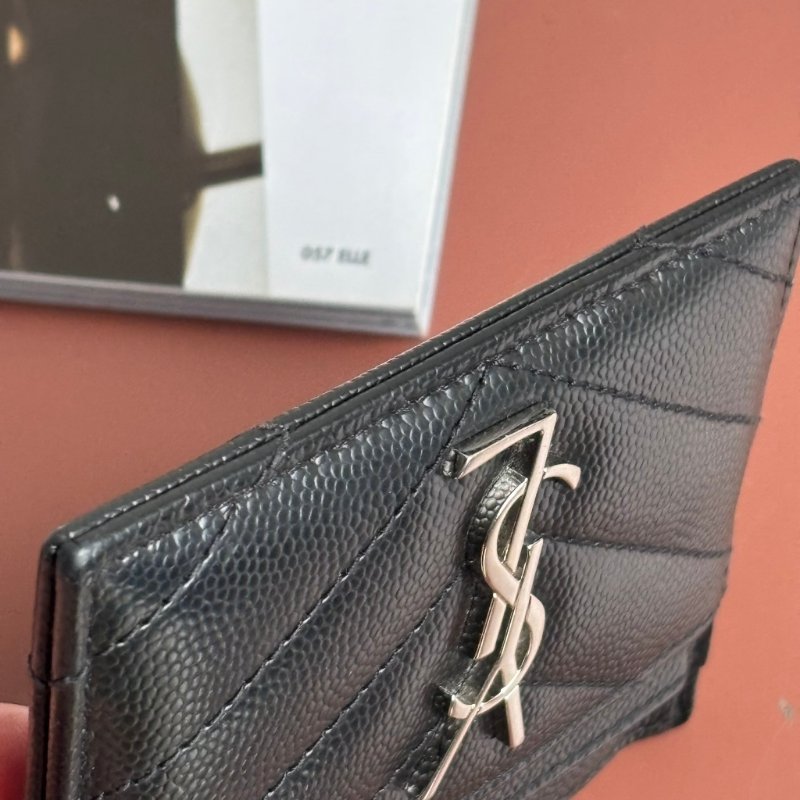 ::Saint Laurent:: YSL 聖羅蘭 銀字LOGO 黑荔枝山型紋卡片夾 卡夾 卡片套 CASSANDRE MATELASSÉ CARD HOLDER-8