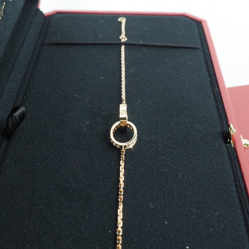 Cartier卡地亞 Love Bracelet Hlaf-Paved Diamonds 18K玫瑰金半鑽手鏈-9