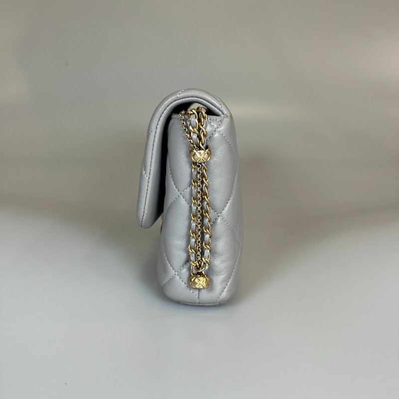 CHANEL CF灰珍珠季節款側肩包 AS2563/晶片款-2