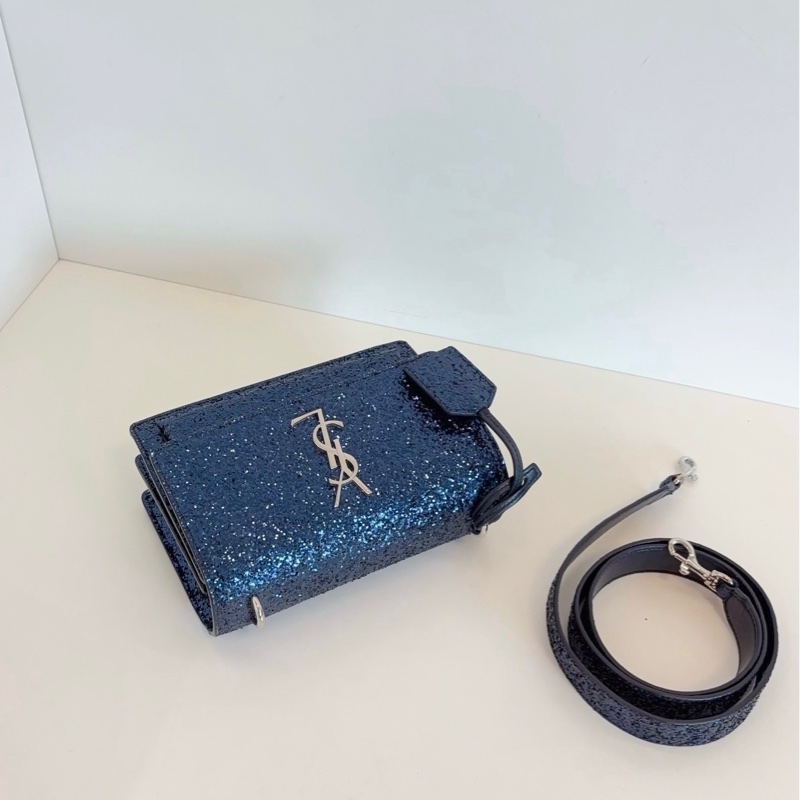 YSL 聖羅蘭 限量 藍色亮片sunset日落包-4