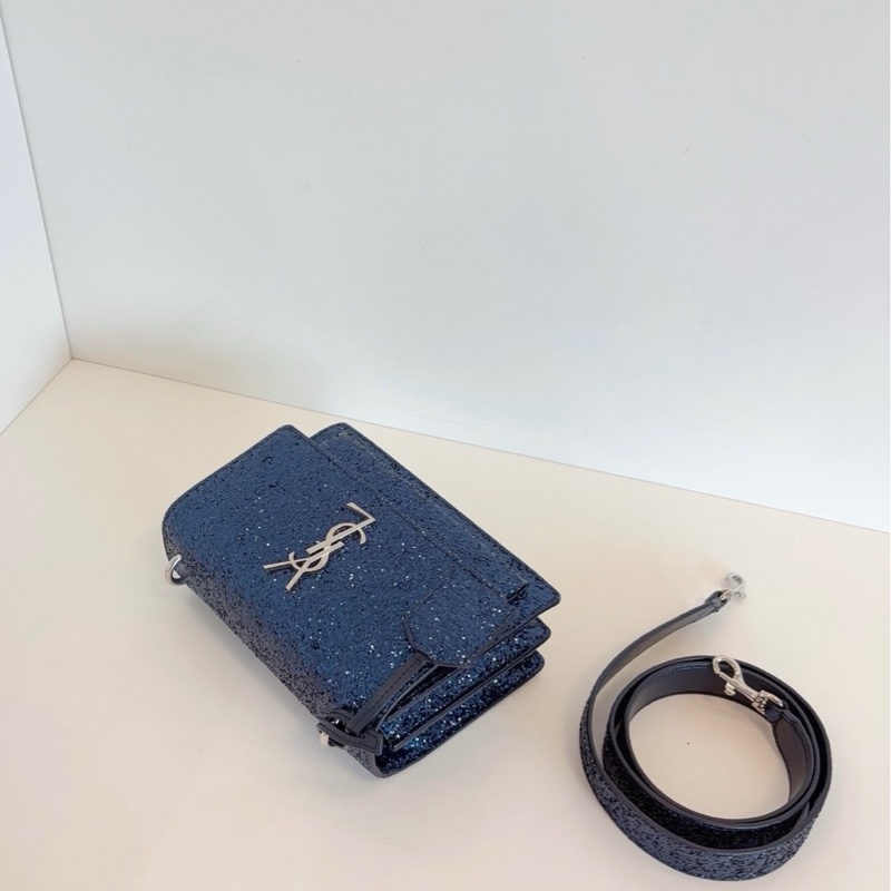 YSL 聖羅蘭 限量 藍色亮片sunset日落包-5