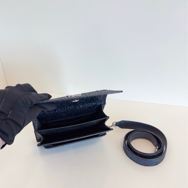 YSL 聖羅蘭 限量 藍色亮片sunset日落包-7