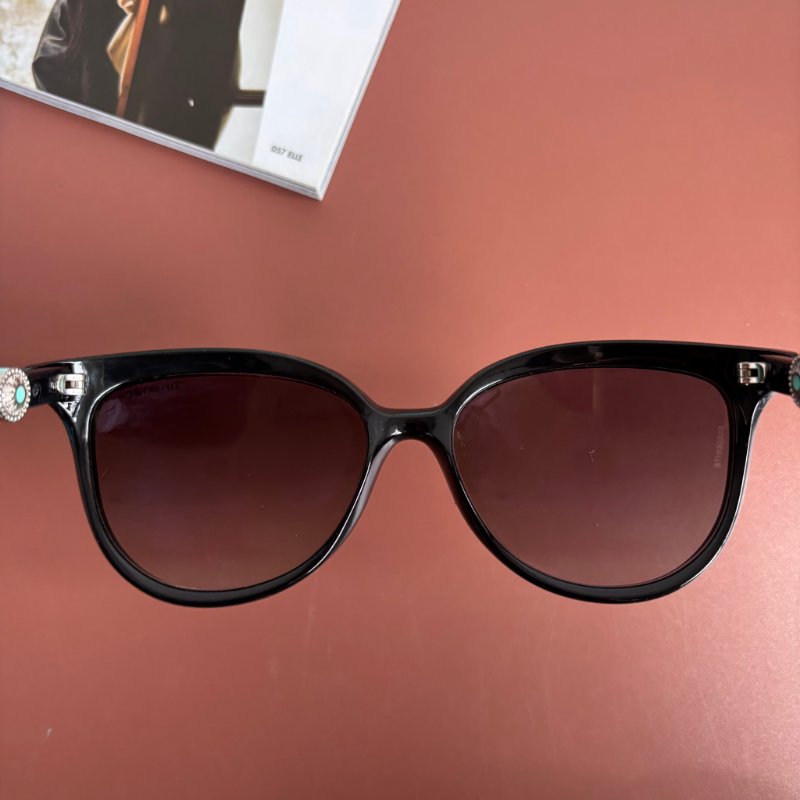 義大利製 ::Tiffany & Co.:: TF4105H 漸層鏡片黑框珍珠飾墨鏡 太陽眼鏡-4