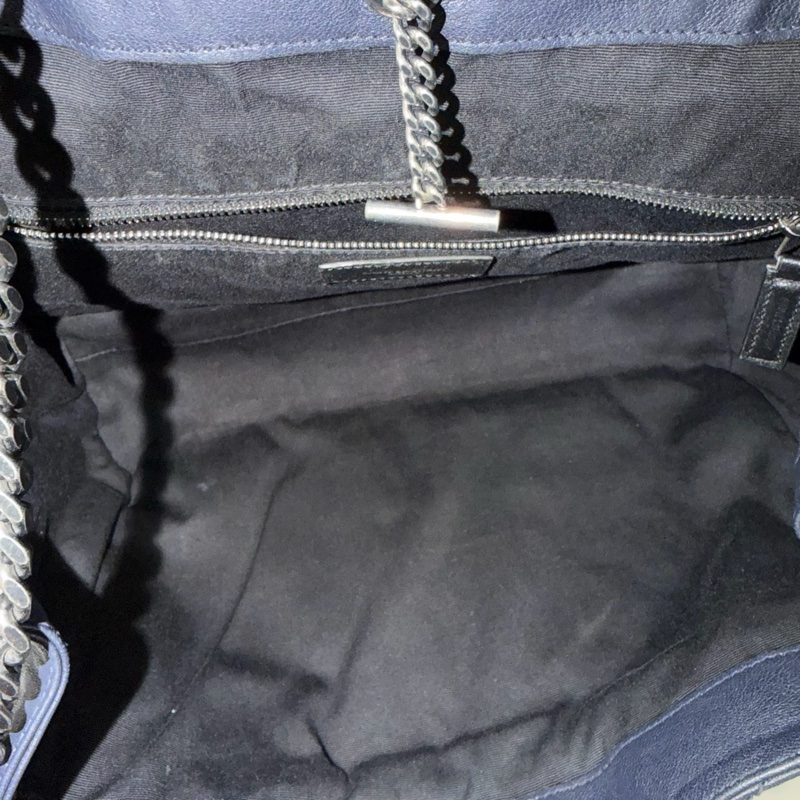 Saint Laurent 聖羅蘭海軍藍全皮V紋中號洛麗塔鏈條單肩斜挎包。-8