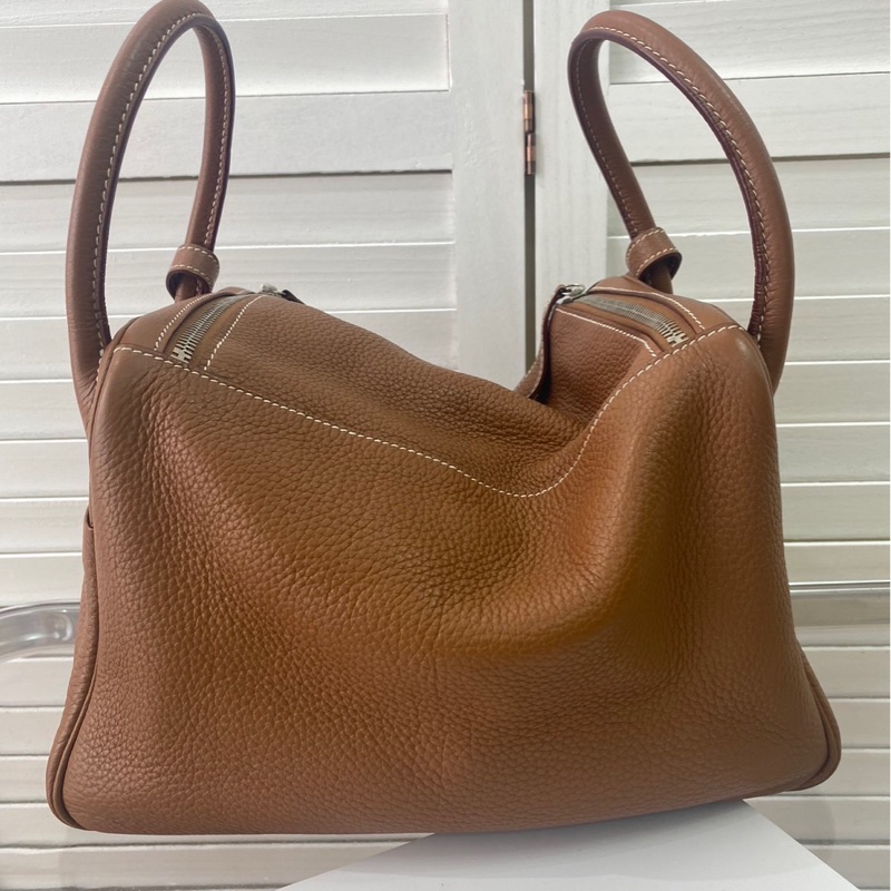 愛馬仕 Hermes Lindy 30 金棕 銀扣-9