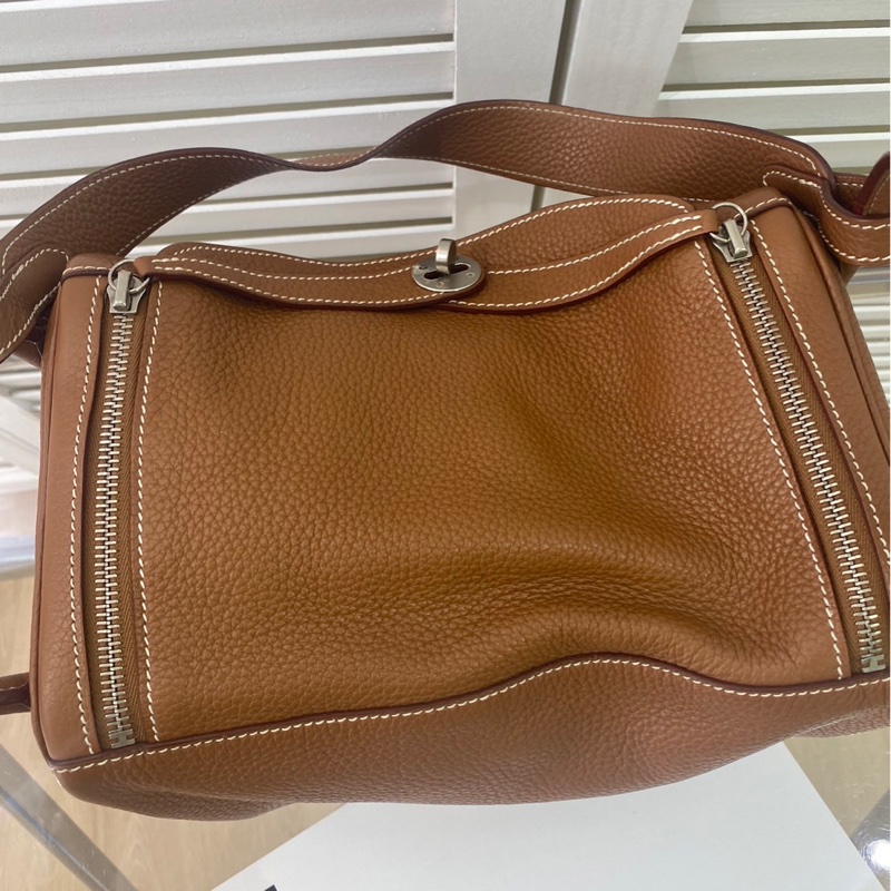 愛馬仕 Hermes Lindy 30 金棕 銀扣-40