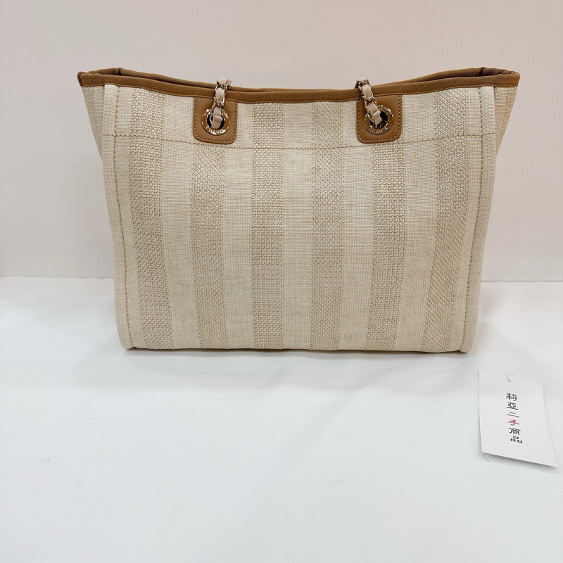 莉亞精品♡ Chanel A67001 米色沙灘包 二手-3