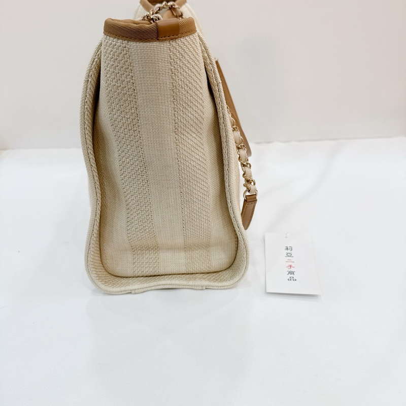 莉亞精品♡ Chanel A67001 米色沙灘包 二手-6