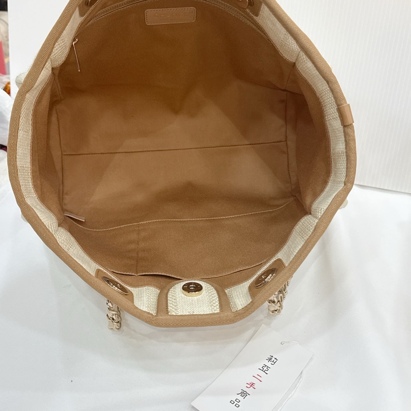 莉亞精品♡ Chanel A67001 米色沙灘包 二手-12