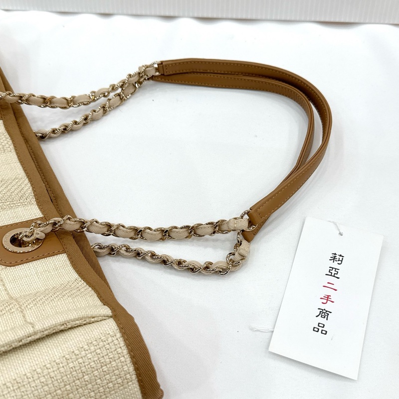 莉亞精品♡ Chanel A67001 米色沙灘包 二手-16