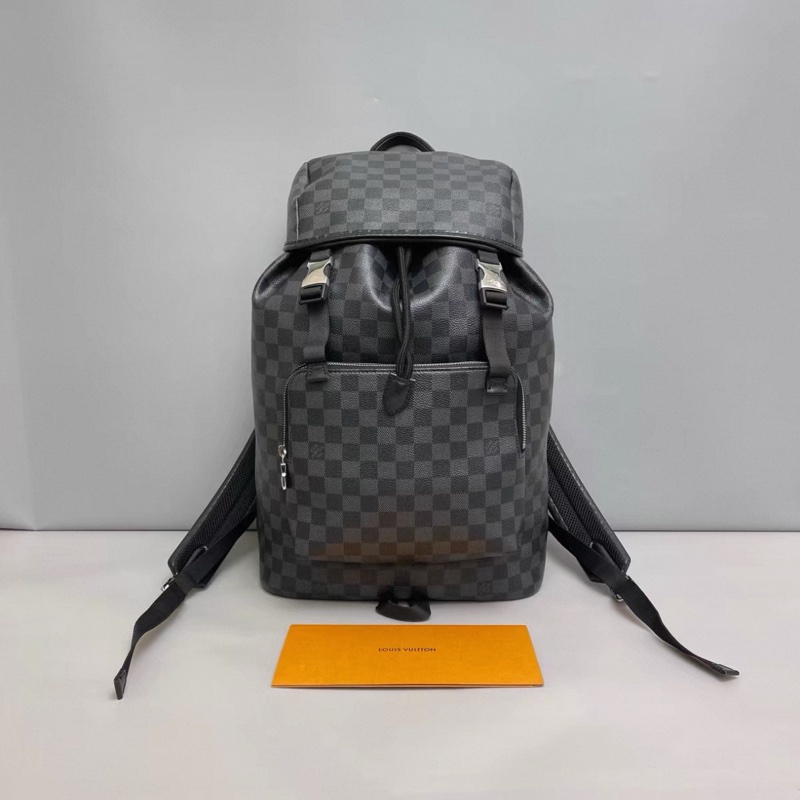 LV路易威登Zack系列男士黑棋盤格雙肩包-0