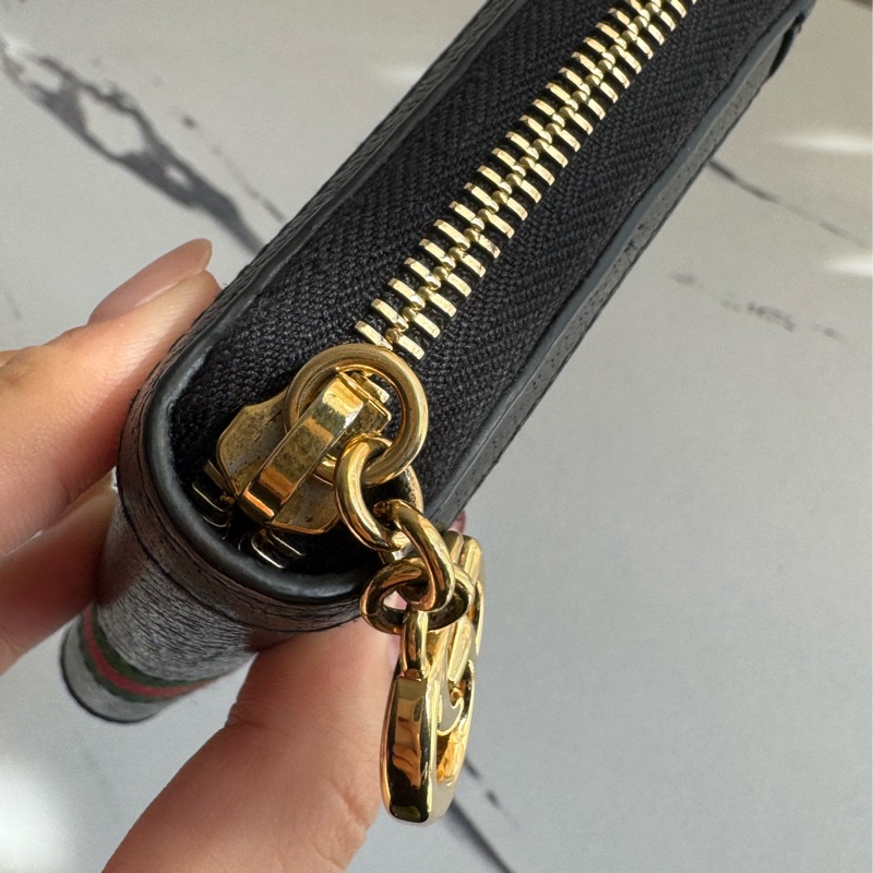 Gucci黑皮革紅綠織帶ㄇ拉長夾 中性款🤩-6