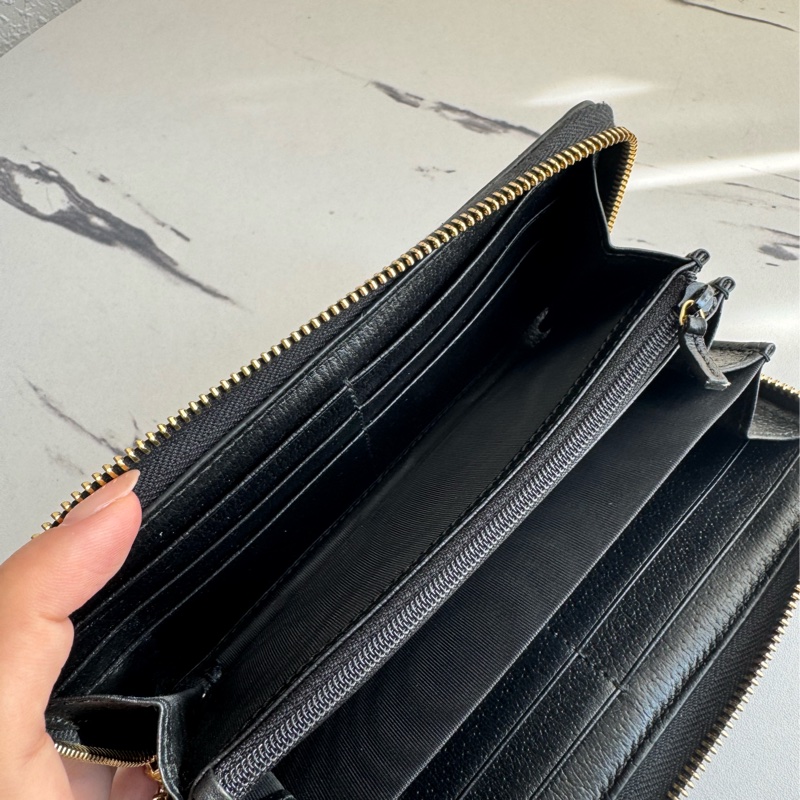 Gucci黑皮革紅綠織帶ㄇ拉長夾 中性款🤩-15