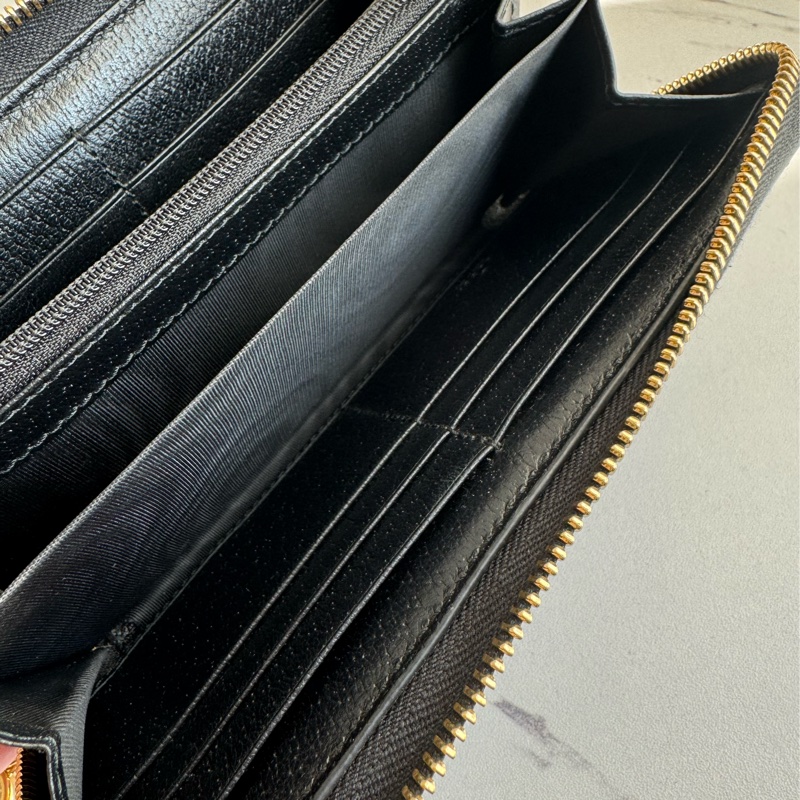 Gucci黑皮革紅綠織帶ㄇ拉長夾 中性款🤩-16