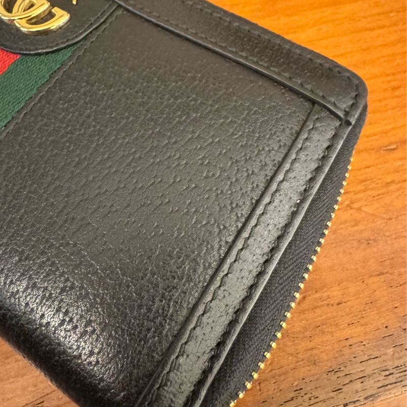 Gucci黑皮革紅綠織帶ㄇ拉長夾 中性款🤩-14