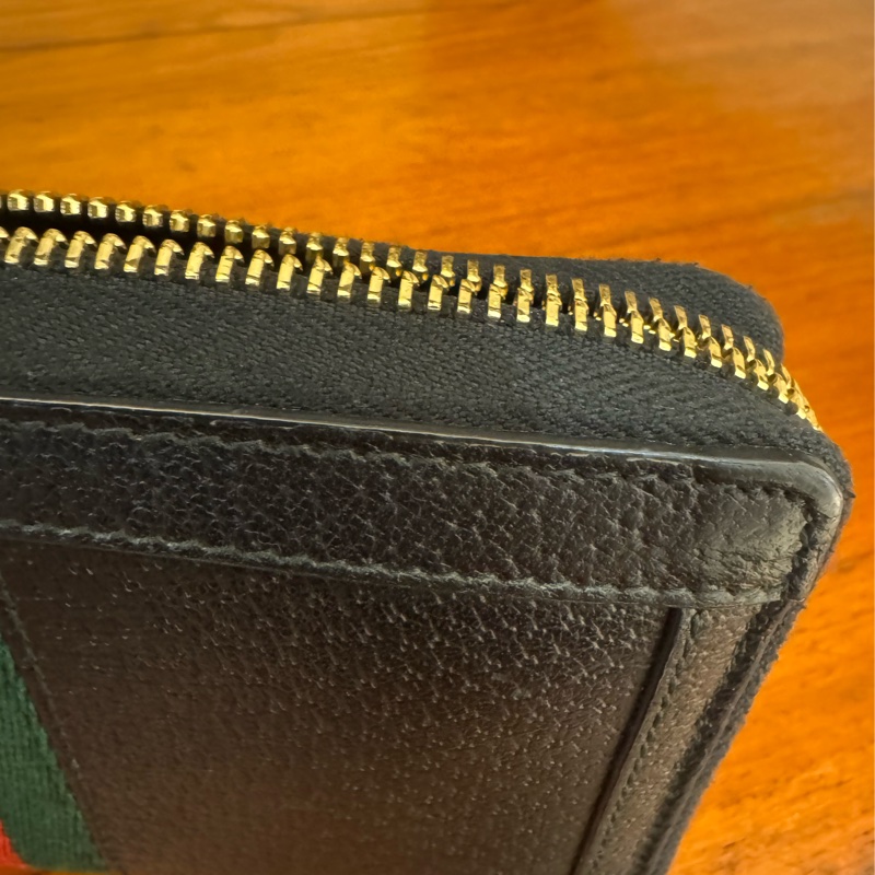 Gucci黑皮革紅綠織帶ㄇ拉長夾 中性款🤩-15