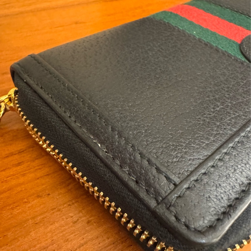 Gucci黑皮革紅綠織帶ㄇ拉長夾 中性款🤩-21