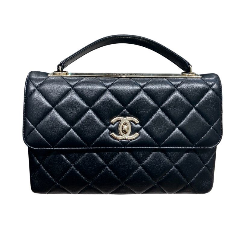 CHANEL 香奈兒 TRENDY CC FLAP BAG 肩背翻蓋包 黑色 山羊皮 淺金扣-0