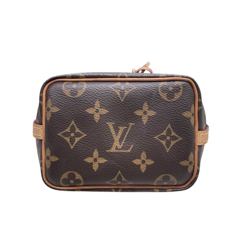LOUIS VUITTON 路易威登 NANO NOÉ MINI 迷你老花束口水桶包 帆布 咖啡色 金釦-5