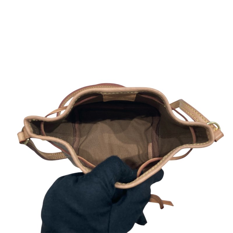 LOUIS VUITTON 路易威登 NANO NOÉ MINI 迷你老花束口水桶包 帆布 咖啡色 金釦-7