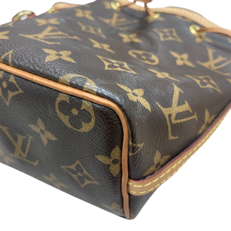 LOUIS VUITTON 路易威登 NANO NOÉ MINI 迷你老花束口水桶包 帆布 咖啡色 金釦-9