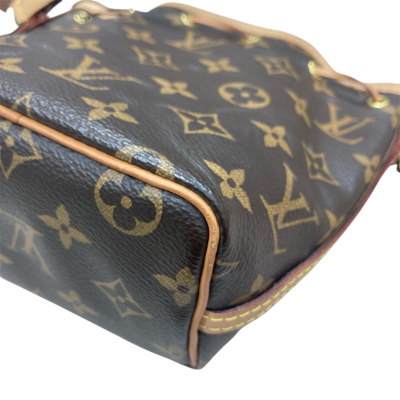 LOUIS VUITTON 路易威登 NANO NOÉ MINI 迷你老花束口水桶包 帆布 咖啡色 金釦-11