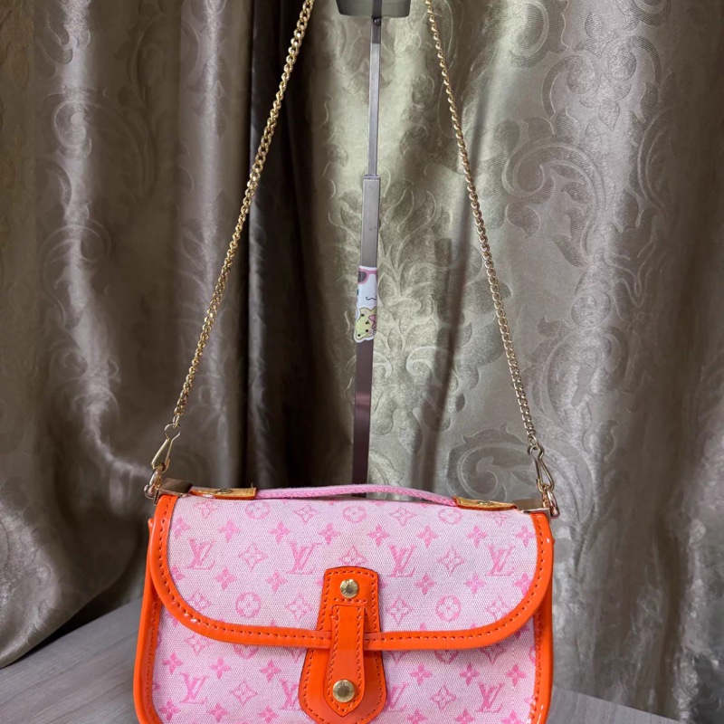 【絕版極稀有❗️全網最便宜】LV 粉色丹寧老花帆布包|絕版小法棍-8