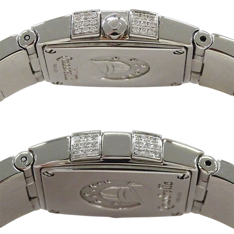 歐米茄星座系列 Quadrella Mini 1585.79 女士腕錶,飾有貝殼、鑽石和彩色寶石,石英機芯,不鏽鋼錶殼,銀色,拋光處理-2