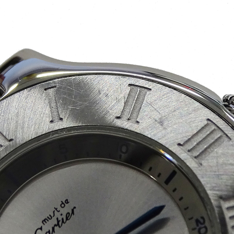 卡地亞 Must 21 Vantianne SM 女士石英腕錶，不鏽鋼材質，型號 W10109T2，拋光銀色-11