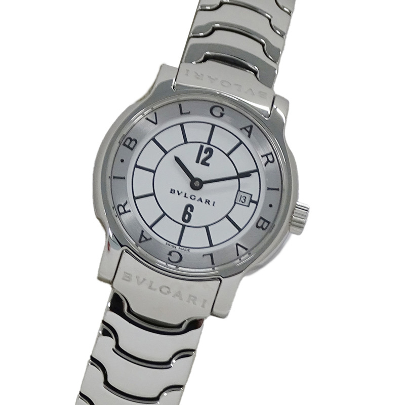 寶格麗 Solotempo 女士腕錶，附日期顯示，石英機芯，不鏽鋼錶殼，型號 ST29S，銀/白色，拋光處理-0