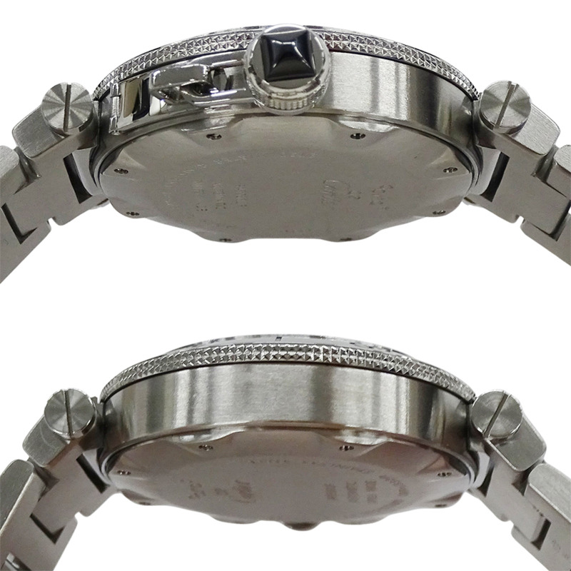 卡地亞 Pasha Seatimer 男士腕錶,附日期顯示,自動上鍊,不鏽鋼材質,型號 W31077M7,銀色/黑色,拋光處理-2