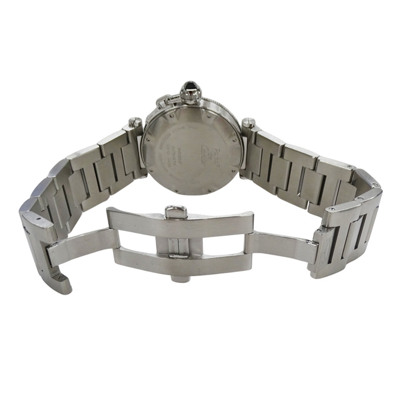 卡地亞 Pasha Seatimer 男士腕錶,附日期顯示,自動上鍊,不鏽鋼材質,型號 W31077M7,銀色/黑色,拋光處理-3