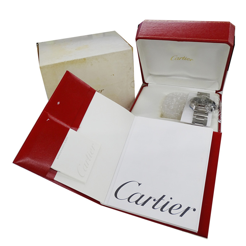 卡地亞 Pasha Seatimer 男士腕錶,附日期顯示,自動上鍊,不鏽鋼材質,型號 W31077M7,銀色/黑色,拋光處理-7