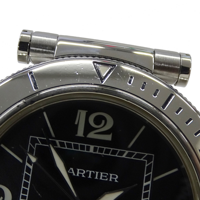 卡地亞 Pasha Seatimer 男士腕錶,附日期顯示,自動上鍊,不鏽鋼材質,型號 W31077M7,銀色/黑色,拋光處理-13