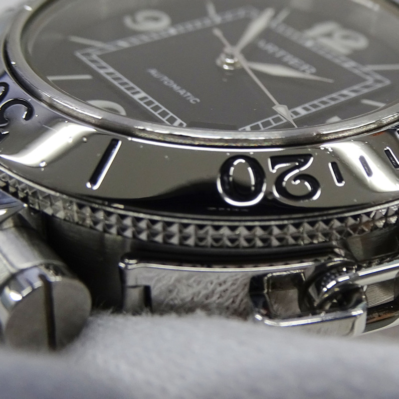 卡地亞 Pasha Seatimer 男士腕錶,附日期顯示,自動上鍊,不鏽鋼材質,型號 W31077M7,銀色/黑色,拋光處理-15