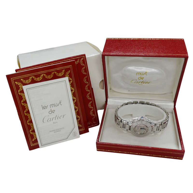 卡地亞 Must 21 Vantianne SM 女士石英腕錶,不鏽鋼材質,型號 W10109T2,拋光銀色-7