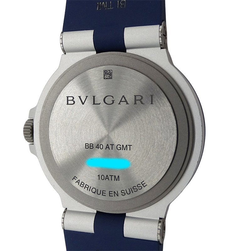 寶格麗 (Bvlgari) 男士自動機械腕錶,鋁製錶殼,GMT兩地時功能,日期顯示,AT橡膠錶帶,BB40ATGMT,圓形錶盤,已保養-5