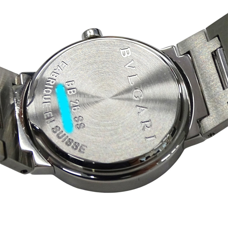 寶格麗女士腕錶，日期顯示，石英QZ機芯，不銹鋼SS BB26SS，銀色/黑色拋光-7