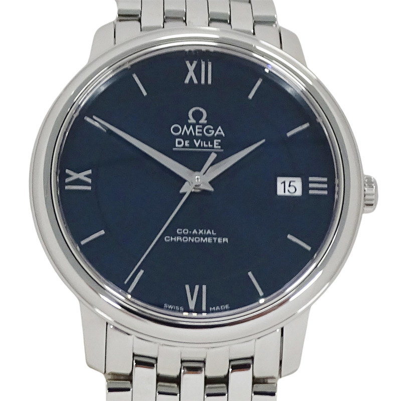 歐米茄碟飛系列 Prestige 424.10.37.20.03.001 男士同軸自動上鍊腕錶,精鋼錶殼,銀色和藍色拋光飾面-1