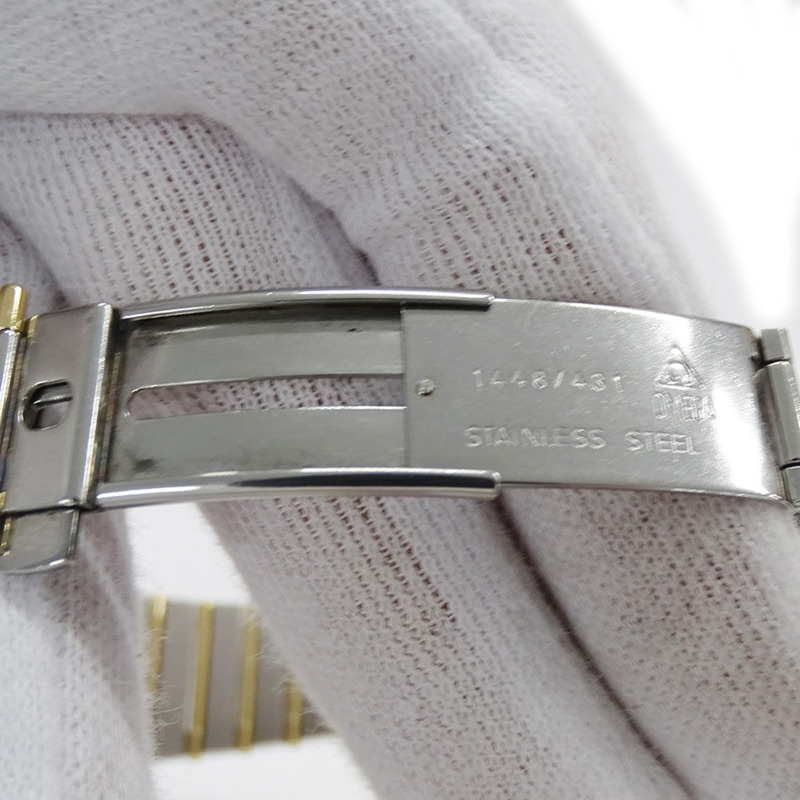 歐米茄星座系列男士腕錶,鑲鑽,日期顯示,石英機芯,QZ不銹鋼,黃金和黃金,全條形錶帶,拋光-4