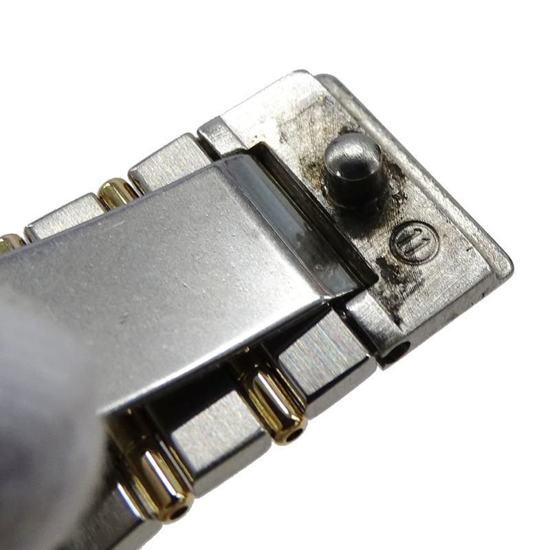 歐米茄星座系列男士腕錶,鑲鑽,日期顯示,石英機芯,QZ不銹鋼,黃金和黃金,全條形錶帶,拋光-8